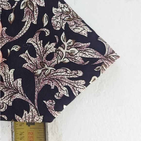 Vintage Men's Oscar de La Renta Black Brown Laurel Tie - Picture 2 of 3